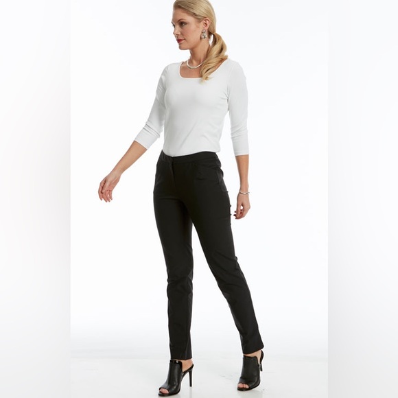 NINA MCLEMORE ACTIVE STRETCH NYLON PETITE RISE PANT Black Size 10 - Picture 6 of 8